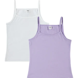 Civil Girls Kız Çocuk 2'li Atlet Set 2-10 Yaş Beyaz-Lila