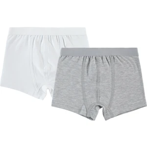 Civil Boys Erkek Çocuk 2'li Boxer Set 2-10 Yaş Gri-Beyaz