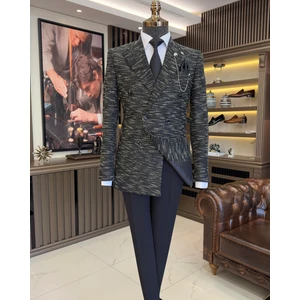 Terzi Adem Altun Terziademaltun Italyan Stil Slim Fit Kruvaze Erkek Ceket Siyah T10964