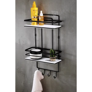 Sas Haus Yapışkanlı Ömür Boyu Paslanmaz Kristal Ayarlanabilir Raf Banyo Düzenleyici Şampuanlık Siyah - Siyah Lş-02 Sbsk