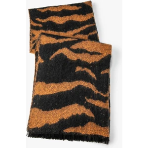 Atkı Zebra Desenli Yumuşak Dokulu Püsküllü