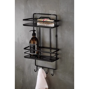 Sas Haus Yapışkanlı Ömür Boyu Paslanmaz Kristal Ayarlanabilir Raf Banyo Düzenleyici Şampuanlık Siyah - Siyah Lş-02 Sssk