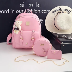 Pembe Omuz Kadın Kore Versiyonu Pu Trendy Yumuşak Deri Baskılı Anne Çantası Bayanlar Seyahat Küçük Sırt Çantası Öğrenci Okul Çantası (Yurt Dışından)