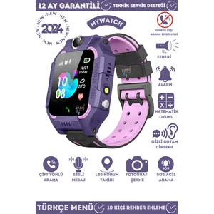 My Watch LBS Konumlu Akıllı Çocuk Takip Saati Sim Kartlı Arama, Kameralı, Gizli Dinleme Özellikli Q19 - Mor