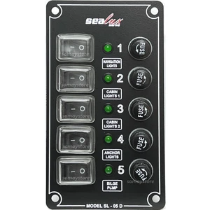 Tekne Switch Panel 5 Anahtarlı Dikey 12-24v Kontrol Paneli