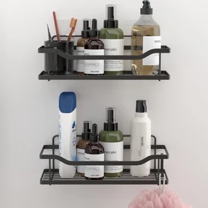 Teknotel Yapışkanlı Kancalı 2 Adet Banyo Rafı Mat Siyah ST285H