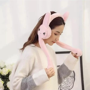 Sevgi Aksesuar Peluş Oynar Mekanizmalı Pembe Tavşan Kulaklık