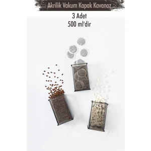 EW's Kitchenware Akrilik Füme Şeker Kahve Çay Kavanozu 500 ml (Vakum Kapak )