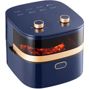 Airfryer 1400W Isı Ayarlı Camlı Fritöz Airfryer 7,5 Litre Large Üstten Kapaklı Fritöz