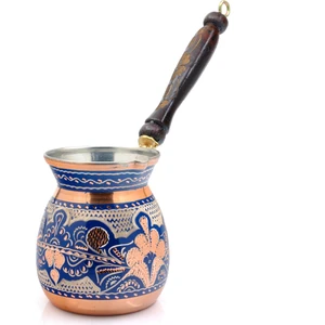 Eva Copper 3-5 Kişilik El Yapımı Işlemeli Kalaylı Kalın Bakır Kahve Cezvesi