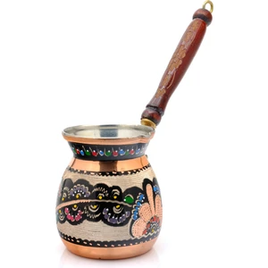 Eva Copper 3-5 Kişilik El Yapımı Işlemeli Kalaylı Kalın Bakır Kahve Cezvesi