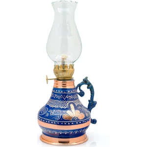 Eva Copper 350 ml Dekoratif Nostaljik Fitilli Bakır Kandil, Işlemeli Gaz Lambası