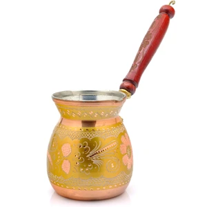 Eva Copper 3-5 Kişilik El Yapımı Işlemeli Kalaylı Kalın Bakır Kahve Cezvesi