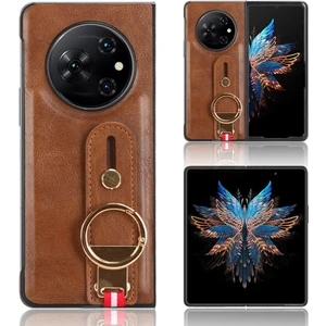 Manyi Market Tecno Phantom V Fold Kılıf Ayarlanabilir Bileklik Kickstand Döngü Pu Deri Bilek Kayışı (Yurt Dışından)