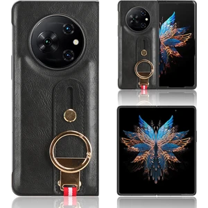 Manyi Market Tecno Phantom V Fold Kılıf Ayarlanabilir Bileklik Kickstand Döngü Pu Deri Bilek Kayışı (Yurt Dışından)