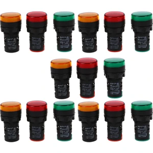 Kırmızı, Sarı-Yeşil Işıklı Lamba 22 mm LED Pilot Gösterge Paneli Ac 220 V 15 Adet (Yurt Dışından)