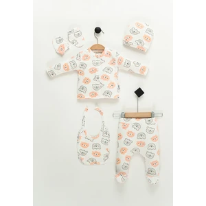 Hastane Çıkış Setleri Ayıcık %100 Pamuk Penye 5'li Set Yenidoğan Bebek Kıyafetleri - Hediye Paketli