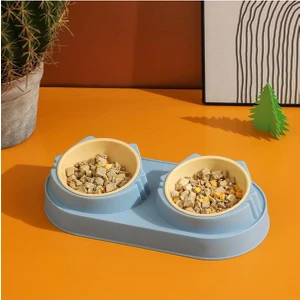 Çiftli Kedi Köpek Mama ve Su Kabı, 2'li Kedi Köpek Mama Kabı, Yükseltilmiş Eğimli Mama Kabı Su Kabı