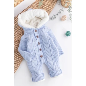 Triko Örme Welsoft Astarlı Kapüşonlu Kışlık Bebek Tulum