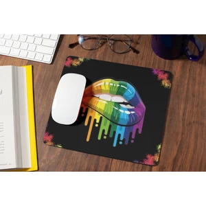 Nino Store Rengarenk Boyalı Dudak Baskılı Hediyelik ve Günlük Mouse Pad