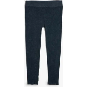 Tayt Soluk Efektli Yüksek Bel Fitilli - Koton - 4WAL40109IK - Mavi - Xs