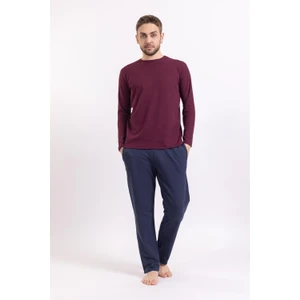 Villager & Son Vs Erkek O Yaka U.kol Pijama Takımı Bordo/lacivert