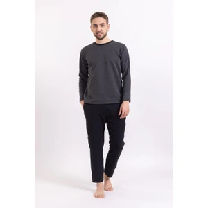 Villager & Son Vs Erkek O Yaka U.kol Pijama Takımı Antrasit Siyah