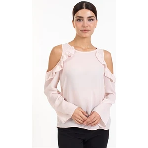 Villager & Son Zra Bayan Şifon Fırfırlı U.kol Bluz Pembe