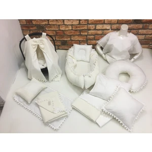 Buse Baby Home Krem Çok Amaçlı Babynest , Puset Örtüsü ve Minderi , Alt Açma ve Battaniye, Nevresim Takımı 15'li Set