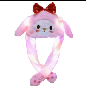 Sevimli Kulakları Kalkan Kuromi Işıklı Peluş Şapka