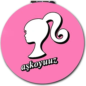 İşte Bu Barbie Baskılı Ayna Yuvarlak Kişiye Özel Isim Baskılı Cep Aynası 7 cm (Kapaklı ve Büyüteçli)