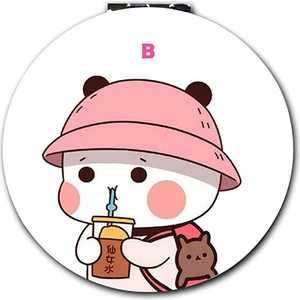 İşte Bu Dudu Bubu Baskılı Ayna Kişiye Özel Isim Baskılı Cep Aynası 7 cm Ayıcık Çift Sevgili (Kapaklı ve Büyüteçli)