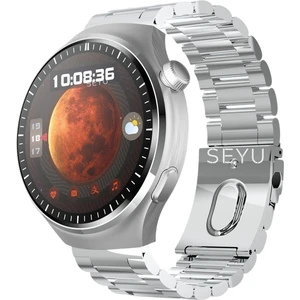 Seyu Watch Watch 4 Pro Akıllı Saat Tüm Telefonlara Uyumlu Gümüş