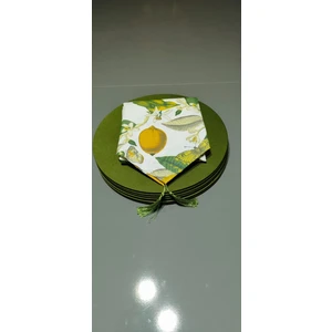 YS Home Tekstil Amerikan Servis Runner ve 6lı Suğla Takımı Limon Desenli