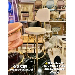 Yeni Dolce Bar Sandalyesi 65 cm Kırık Beyaz Gold.90 Cmden 99 Cm’e Kadar Olan Ada&masalara Uyumlu.