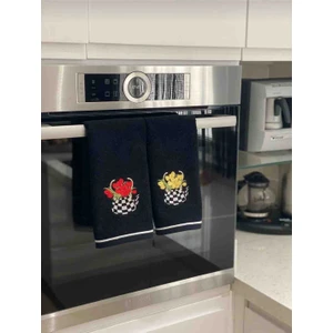 Nur Homing Damalı Demlik Siyah Havlu 2'li