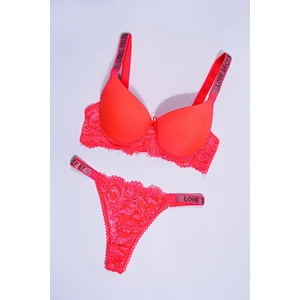 Tılsım Lingerie Neon Oranj Love Secret Taşlı Mikro Dolgulu Sütyen Takım 251