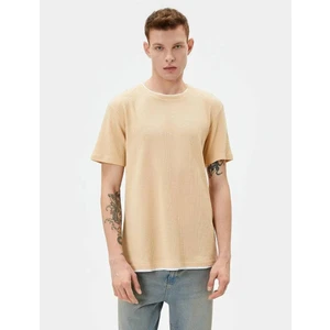 4SAM10065HK Koton Erkek T-Shirt Bej