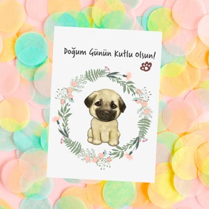 Sivas Kangal Çizimli Doğum Günün Kutlu Olsun Kartı,Köpek