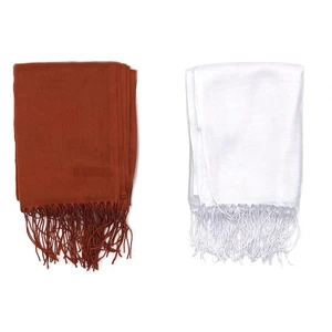 Naz İpek 2'li Set Pamuklu Viskon Paşmina Şal 180X70 cm Püsküllü Yüksek Kalite 150 gr