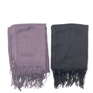 Naz İpek 2'li Set Pamuklu Viskon Paşmina Şal 180X70 cm Püsküllü Yüksek Kalite 150 gr