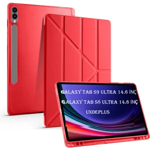 Samsung Galaxy Tab S8 Ultra/S9 Ultra/S10 Ultra Kılıf Kalem Bölmeli Trifolding Case X900 X910 X920