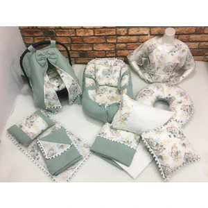Buse Baby Home Yeşil Çok Amaçlı Babynest , Puset Örtüsü ve Minderi , Alt Açma ve Battaniye, Nevresim Takımı 15'li Set