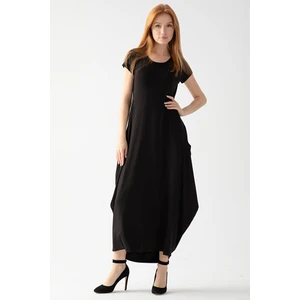 Etki Moda Kadın Siyah Bebe Kol Viskon Penye Şalvar Elbise