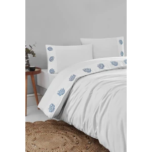 Villager & Son Vs Pamuk Saten Çift Kişilik Nevresim 200 x  220 cm 2 Yastık Kılıfı  50 x 70 cm Lacivert Mercan