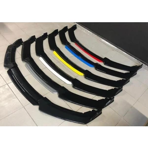 Ön Tampon Lip 4 Parça Üniversal Uyumlu Piano Black Kırmızı Detay ABS Plastik