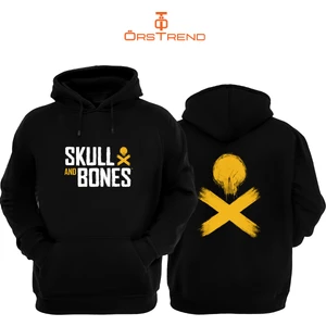 Ors Trend Skull & Bones Baskılı 3 Iplik Unisex Siyah Kapişonlu Sweatshirt