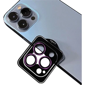 Apple iPhone 14 Pro Max Zebana ZBN-KL01 Safir Kamera Lens Koruma Camı (Kolay Takma Aparatlı) Derin Mor
