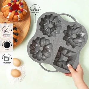 Cake Pro 4'lü Antrasit Döküm Kek Kalıbı