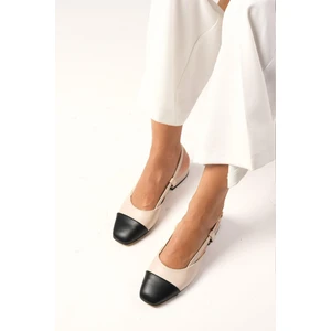 Mio Gusto Hilda Ten Rengi Arkası Açık Yandan Tokalı Kadın Kısa Topuklu Ayakkabı